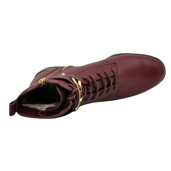 Michael Kors Kincaid Leather Combat Boot Lace Up Bootie Merlot 6/6.5/7/7.5/8 Nib - Picture 10 of 11